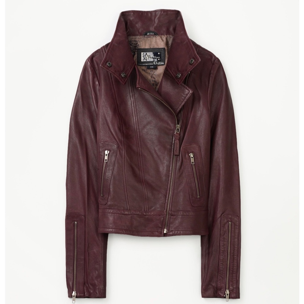Aritzia x Mackage Kenya Leather Moto Jacket Size XS Maroon